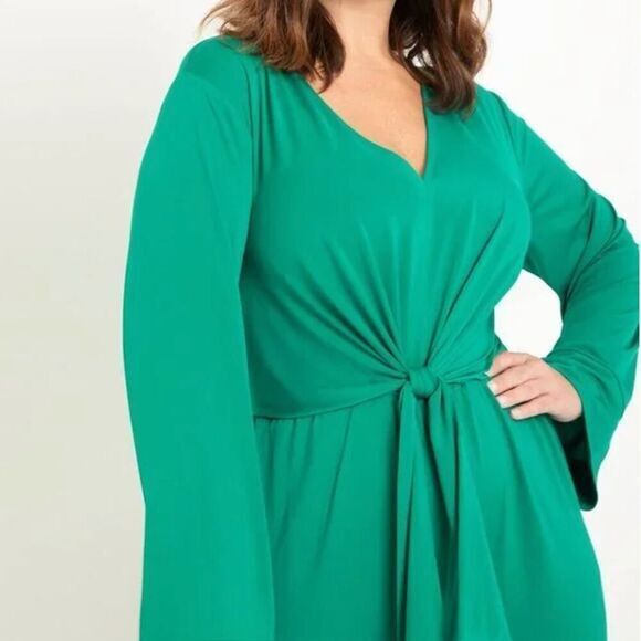 New! Eloquii Tie Front Knit‎ Jumpsuit green, plus size 20 - Picture 5 of 16